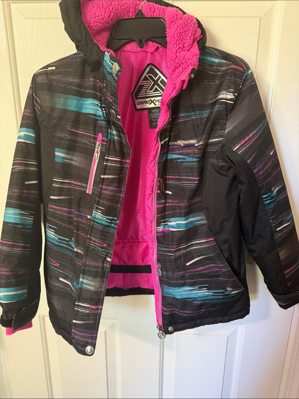 ZeroXposur Black Jacket with Pink, Teal and Purple Stripes